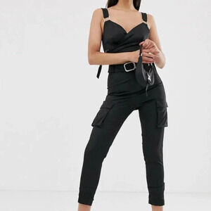 4th + Reckless | Cropped Satin Cargo Buckle Detail Pants - US Size 12